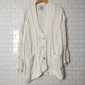 Tiar‎ tiar tiar silk rayon cardigan blouse applique detail m